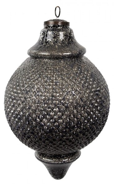 Černá skleněná vánoční cetka koule s diamantovým povrchem Paulette L – 20x32 cm