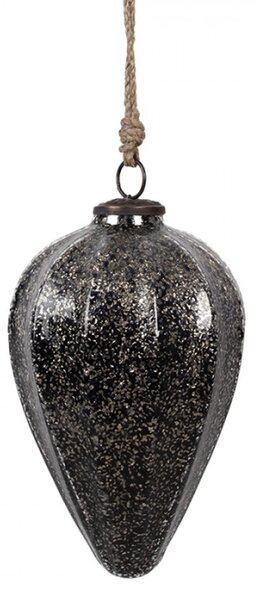 Černá skleněná vánoční cetka ve tvaru rampouchu se zlatým zdobením Paulette M – 14x19 cm