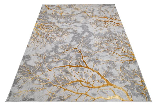 Makro Abra Kusový koberec abstraktní PALERMO N327A šedý zlatý Rozměr: 80x150 cm