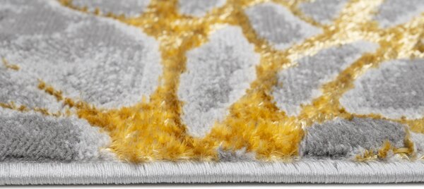 Makro Abra Kusový koberec abstraktní PALERMO N327A šedý zlatý Rozměr: 80x150 cm