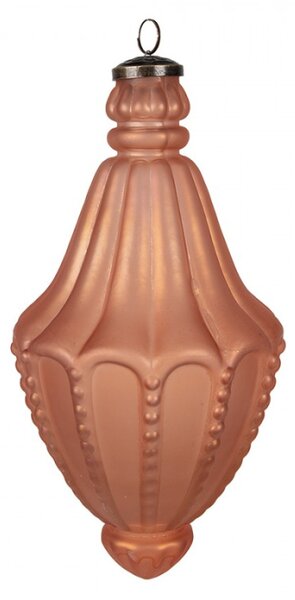 Oranžová skleněná vánoční cetka s proužkami a tečkami Jolanda – 14x26 cm