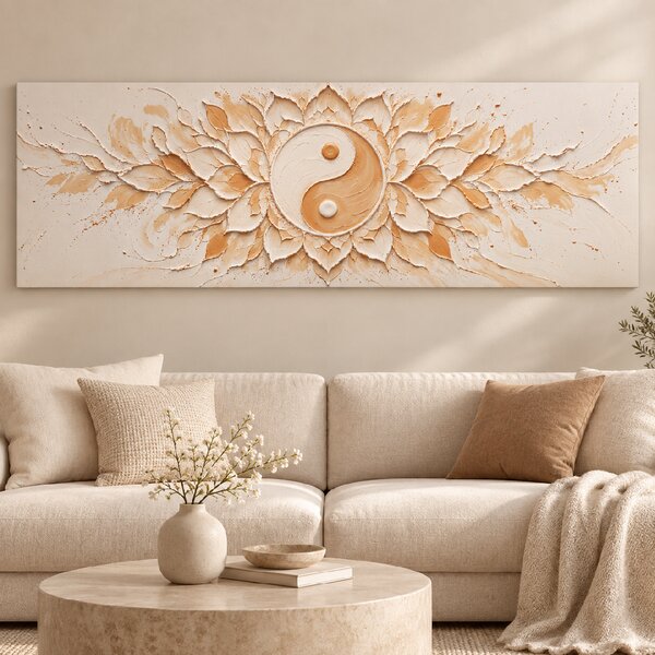 Obraz na plátně - Yin Yang Mandala Země FeelHappy.cz Rozměr (Šířka/Výška): 60 x 20 cm