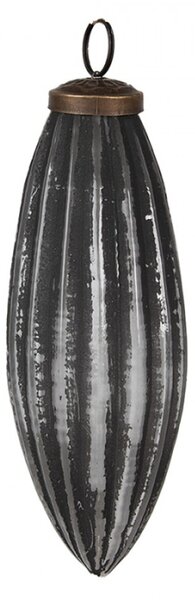 Set 4 skleněných vánočních cetek šedá ozdoba s proužky ve tvaru diamantu – 7/6 cm
