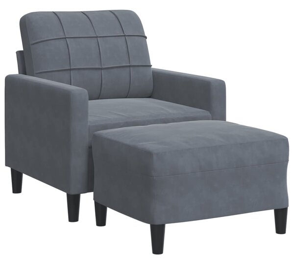 Křeslo s podnožkou tmavě šedé 60 cm samet 3278258