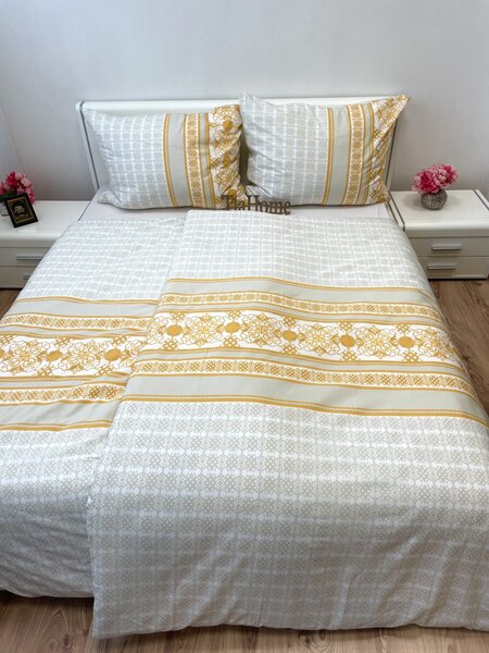 Bavlněné povlečení Angelika gold TiaHome - 1x Polštář 90x70cm, 1x Přikrývka 140x200cm
