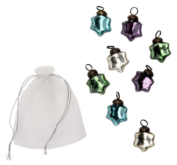 Skleněná vánoční ozdoba Christmas Stars – set 8 ks