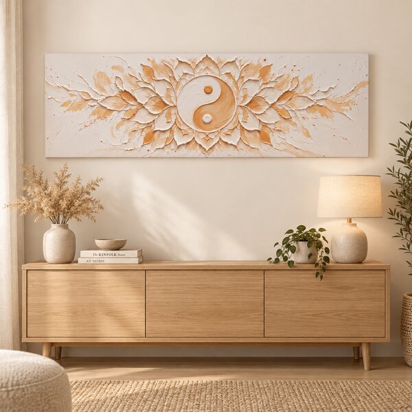 Obraz na plátně - Yin Yang Mandala Země FeelHappy.cz Rozměr (Šířka/Výška): 60 x 20 cm