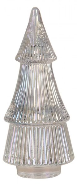 Opálová skleněná nádoba s víčkem vánoční stromeček – 7x16 cm
