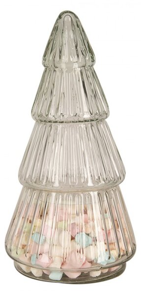 Skleněná nádoba s víčkem vánoční stromeček – 11x21 cm