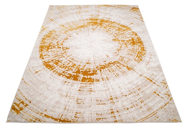 Makro Abra Kusový koberec moderní PALERMO N328A Pařez stromu béžový zlatý Rozměr: 80x150 cm