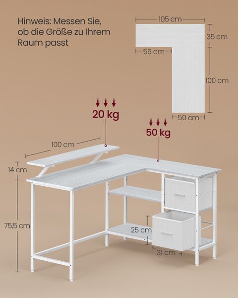 Rohový kancelářský stůl se dvěma boxy LWD098W01