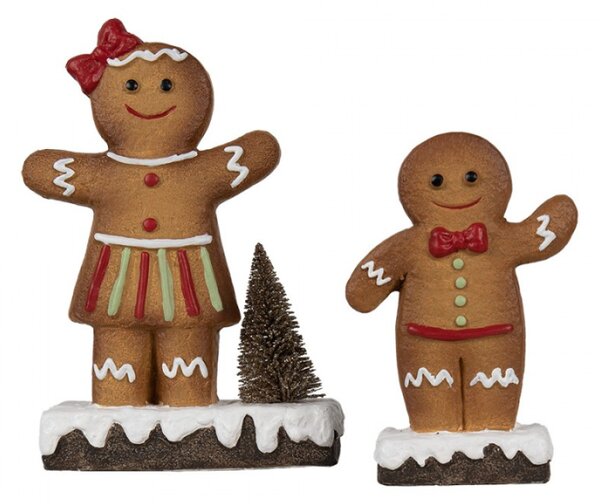 Vánoční dekorace keramický perníček se stromečkem a mašlí – 15x7x21 cm