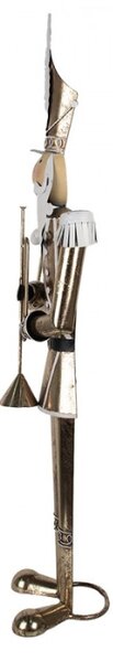 Kovová vánoční dekorace zlatý louskáček držící trumpetku – 102 cm