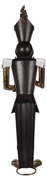 Kovová vánoční dekorace zlatý louskáček držící trumpetku – 102 cm