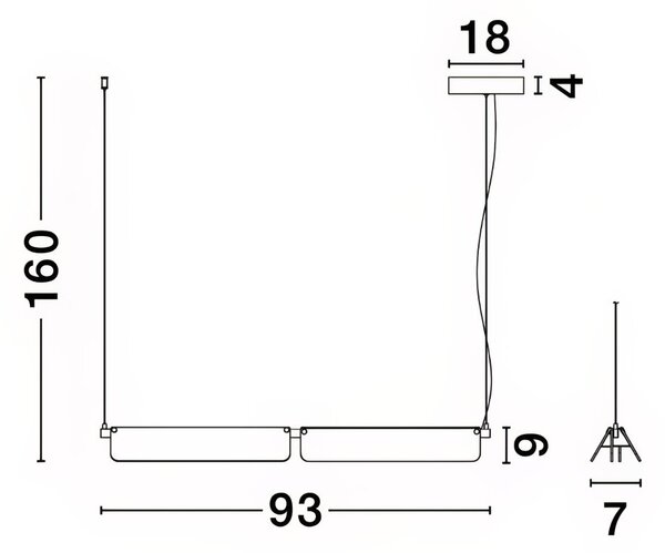 Zlaté závěsné LED světlo Nova Luce Apnea 93 cm