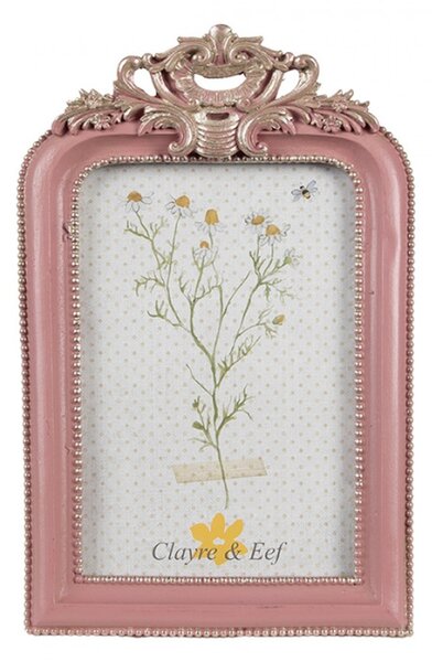 Rúžový fotorámeček s plastickou aplikací Jos – na fotografii o velikosti 13x18 cm