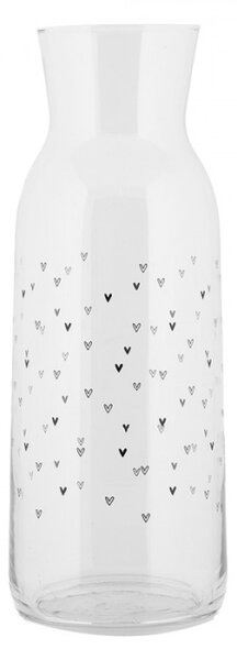 Skleněná karafa na vodu se záplavou srdíček – 1000 ml