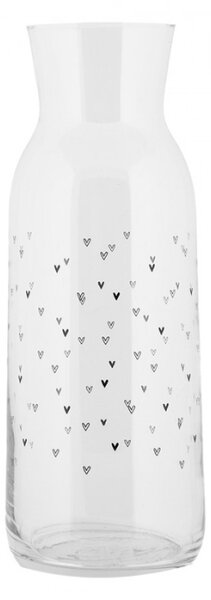 Skleněná karafa na vodu se záplavou srdíček – 1000 ml