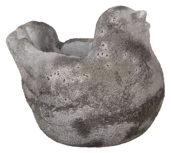 Šedý obal na květináč ptáček z umělého kamene – 18x12x13 cm