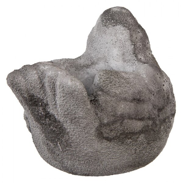 Šedý obal na květináč ptáček z umělého kamene – 18x12x13 cm