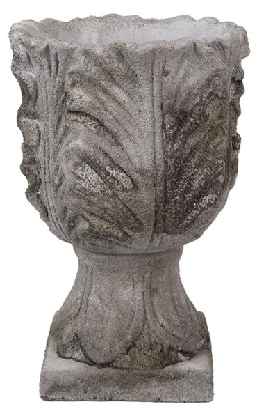 Šedý obal na květináč antický sloup – 16x24 cm