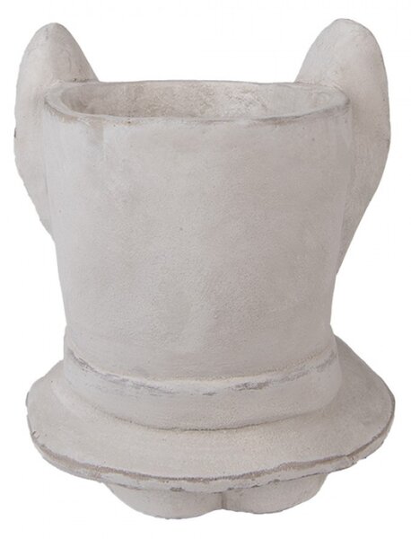 Šedý obal na květináč klobouk s králičíma ušima L – 20x20x25 cm