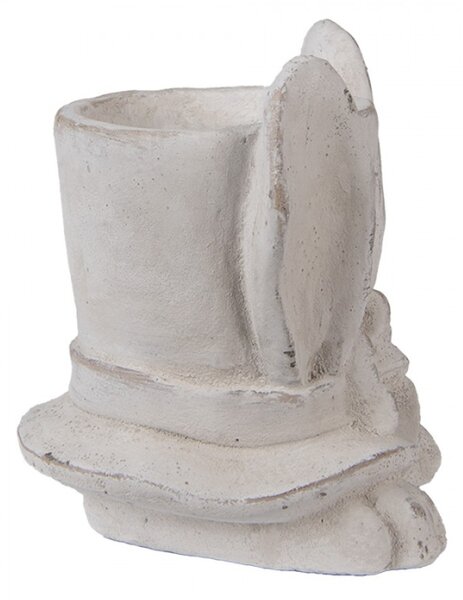 Šedý obal na květináč klobouk s králičíma ušima M – 17x16x19 cm