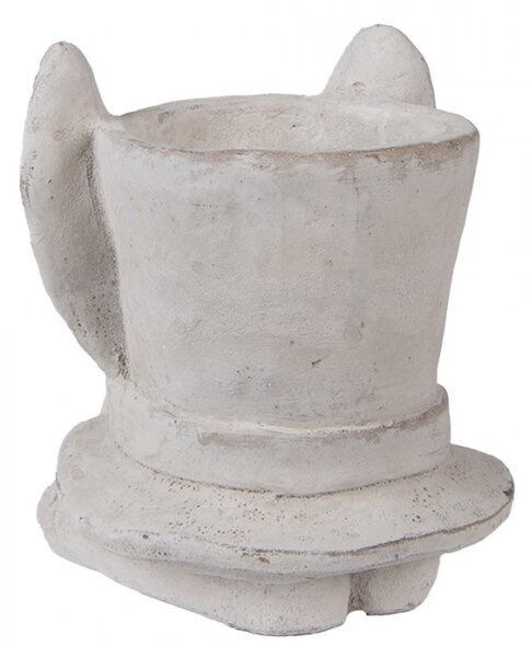 Šedý obal na květináč klobouk s králičíma ušima M – 17x16x19 cm