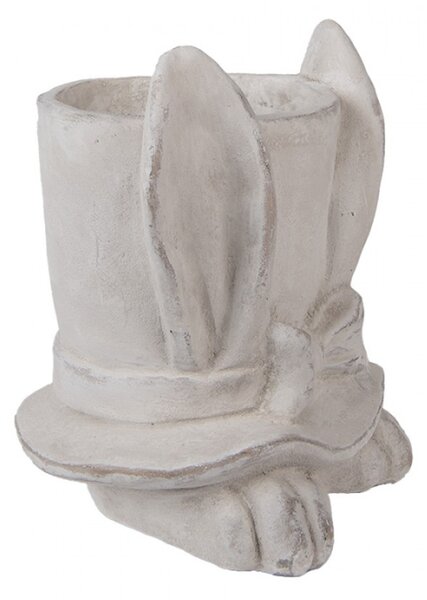 Šedý obal na květináč klobouk s králičíma ušima L – 20x20x25 cm