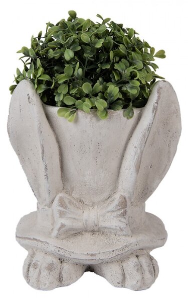 Šedý obal na květináč klobouk s králičíma ušima M – 17x16x19 cm