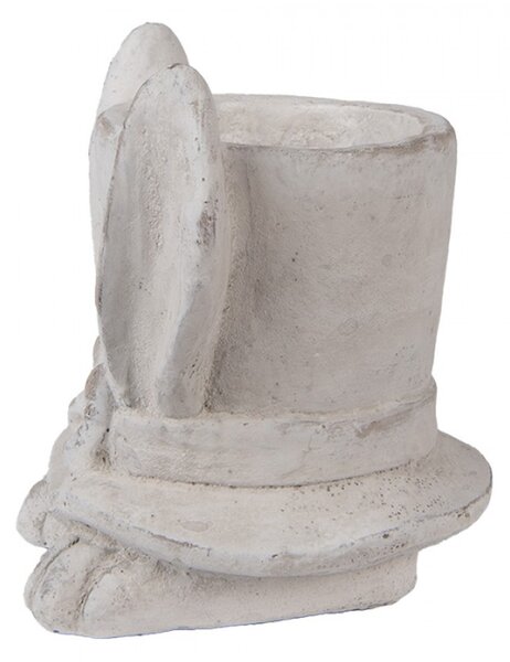 Šedý obal na květináč klobouk s králičíma ušima M – 17x16x19 cm