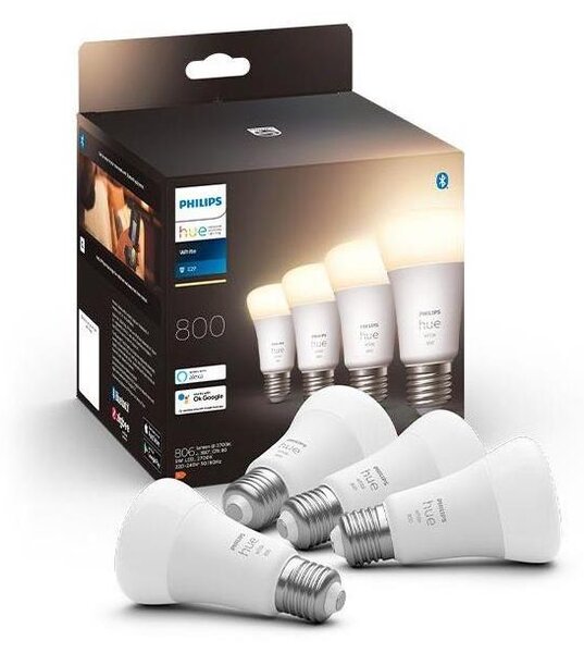 SADA 4x LED Stmívatelná žárovka Philips Hue WHITE A60 E27/9W/230V 2700K