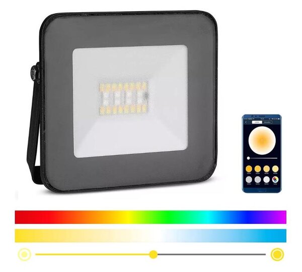 LED Chytrý stmívatelný RGB reflektor LED/20W/230V IP65 černá