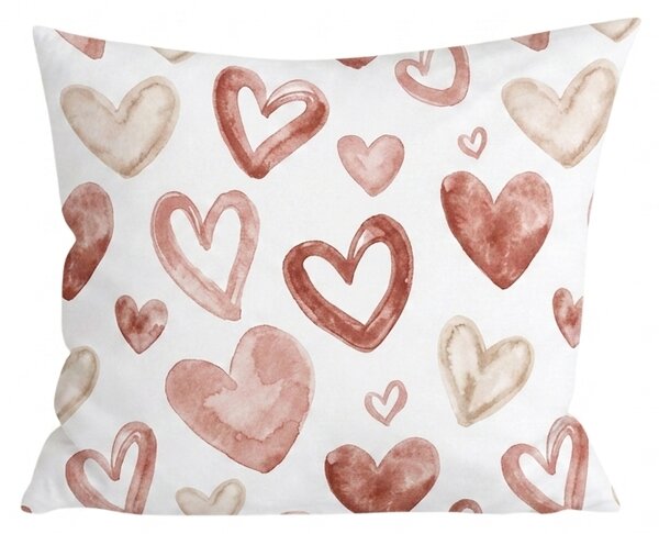 Flanelový povlak na polštář AMORIA HEARTS 45x45 cm, vzorovaný