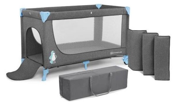 KINDERKRAFT - Cestovní postýlka JOY šedomodrá