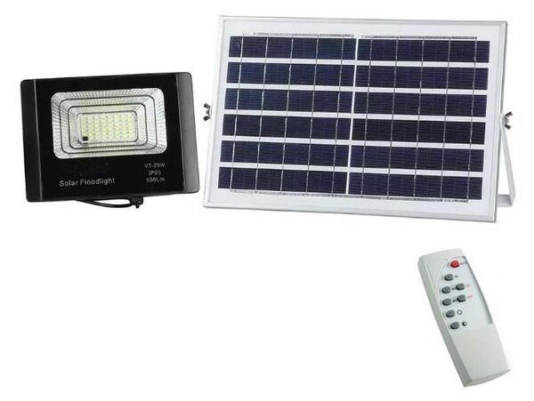 LED Stmívatelný solární reflektor LED/12W/3,2V 6000K IP65 + dálkové ovládání