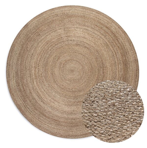 Hanse Home, Kusový koberec Jute Braided 106006 Grey Brown kruh, 140x140 (průměr) kruh, hnědá, chodba / předsíň