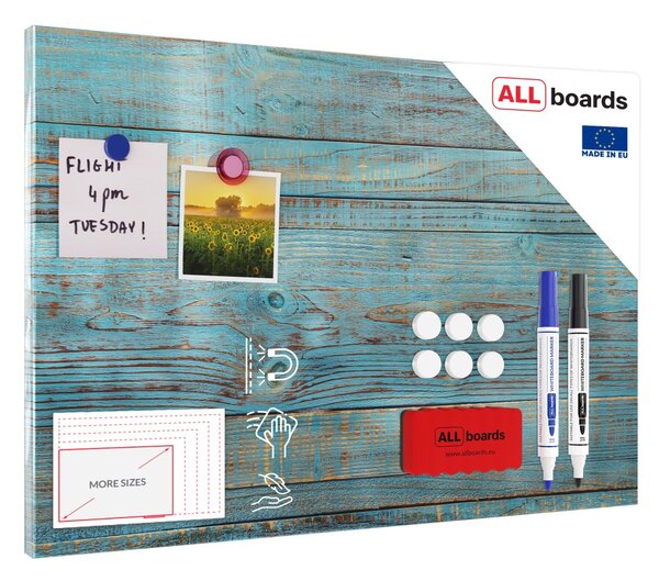 Allboards magnetická metalová tabule s potiskem 60 x 40 cm - modrá retro vintage,MB64_00011