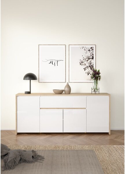 Bílá/v přírodní barvě komoda v dekoru dubu 197x84x48 cm Next – Tvilum