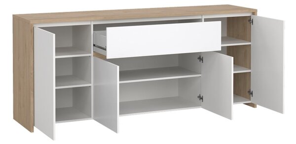 Bílá/v přírodní barvě komoda v dekoru dubu 197x84x48 cm Next – Tvilum