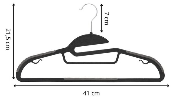 Plastová ramínka na oblečení 41 cm sada 30ks SPRINGOS HG0079 černá