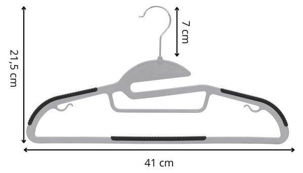 Plastová ramínka na oblečení 41 cm sada 20ks SPRINGOS HG0082 šedá