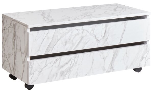 Skříňka do koupelny TERESINA 80 cm s koly Bílý mramor