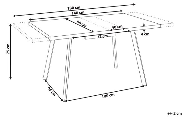Rozkládací jídelní stůl HARLOW Hnědá 140/180 cm 90 cm