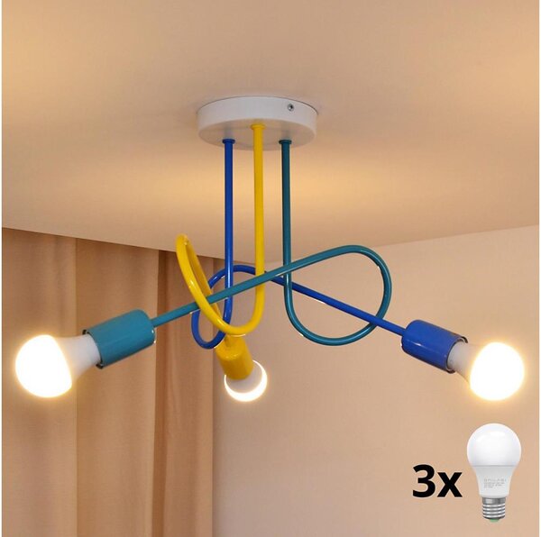 LED Dětský přisazený lustr OXFORD 3xE27/15W/230V