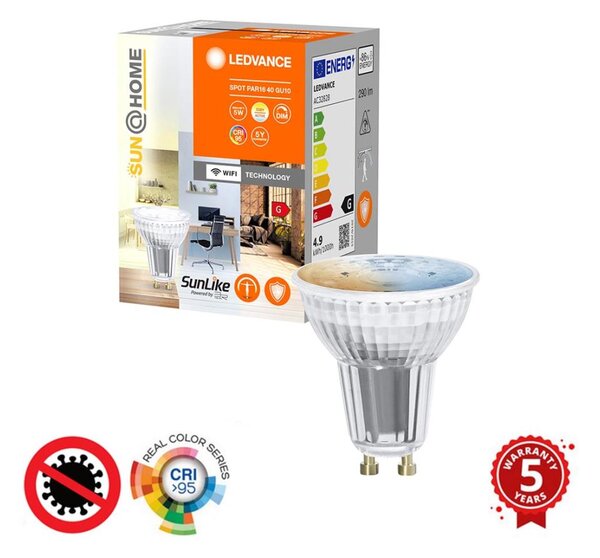 LED Stmívatelná antibakteriální žárovka PAR16 GU10/4,9W/230V Wi-Fi - Ledvance