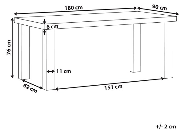 Zahradní jídelní stůl TARANTO 180 cm 90 cm Beton Šedá