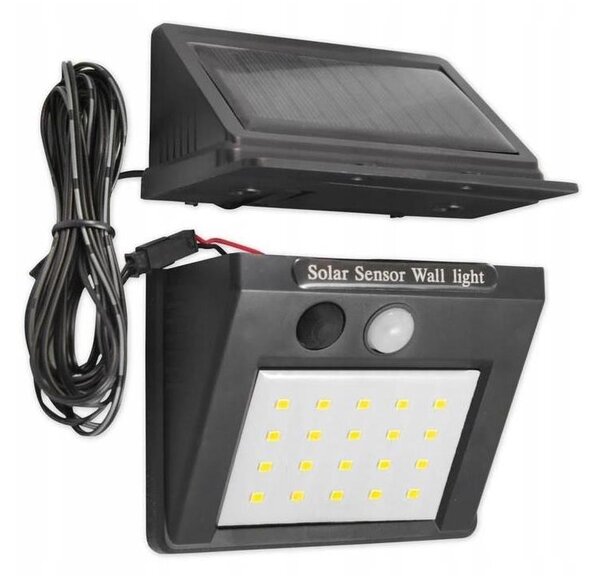 LED Solární nástěnné svítidlo se senzorem a externím panelem LED/0,55W/3,7V IP44