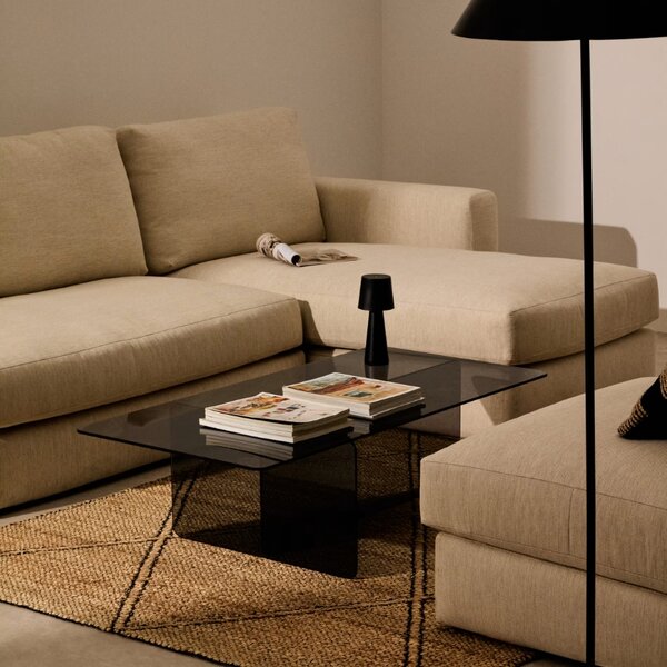 Šedý skleněný konferenční stolek Kave Home Zaren 120 x 60 cm