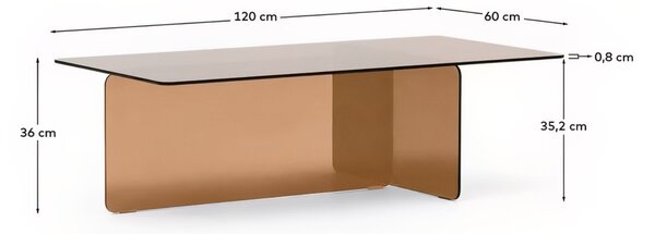 Hnědý skleněný konferenční stolek Kave Home Zaren 120 x 60 cm